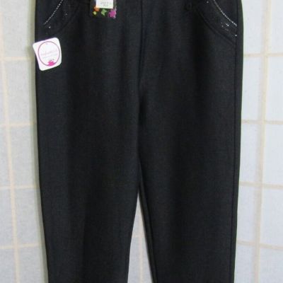 NWT W&J Nadine West Black Metallic Stitched Polyester Blend Pants Women's M